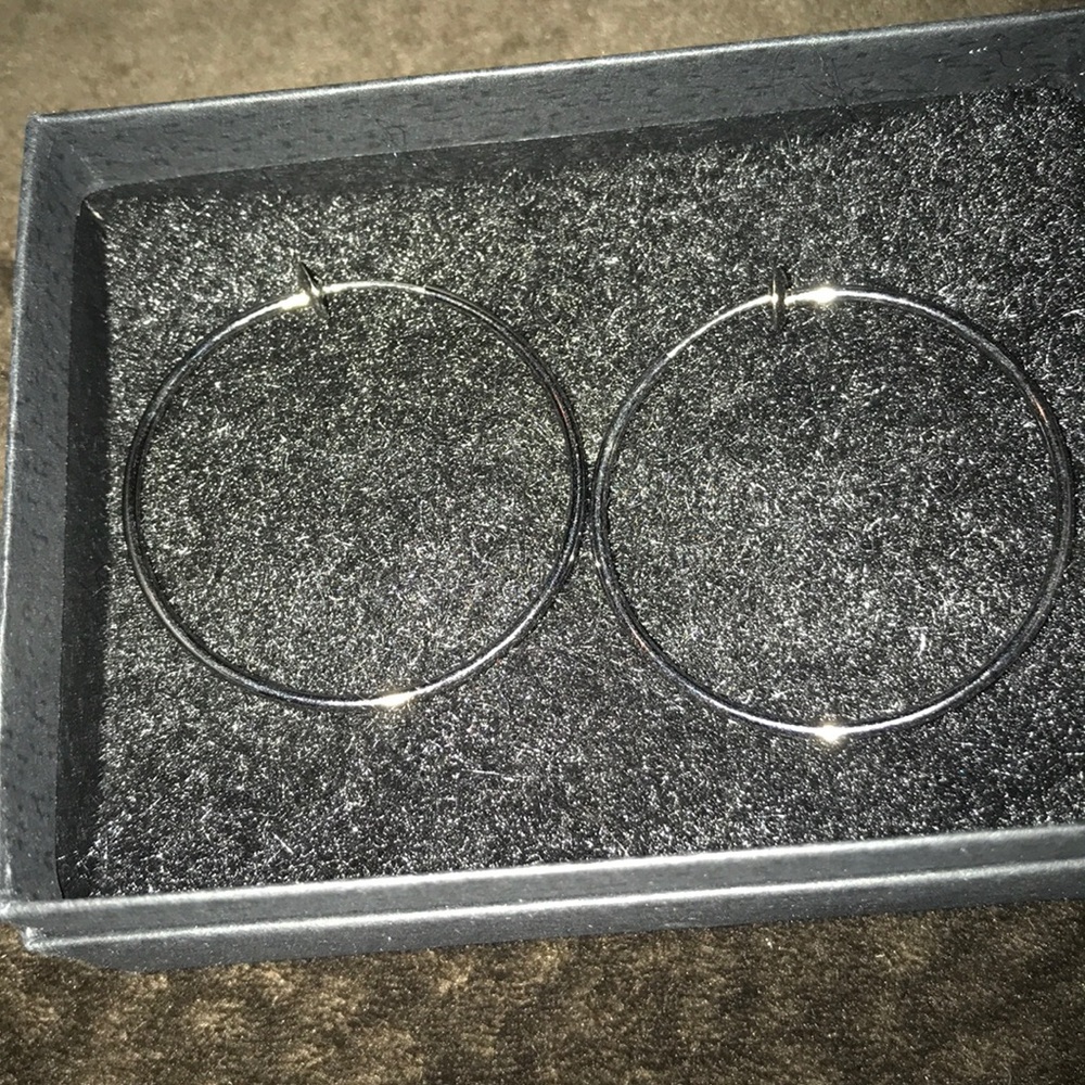 Clip on dangle dangly earrings black hoops sparkly